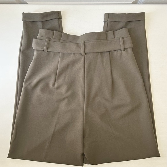 Le Chateau Olive Green High Rise Pleated Tie-Waist Trousers Pants Size 1/2 - Picture 10 of 12